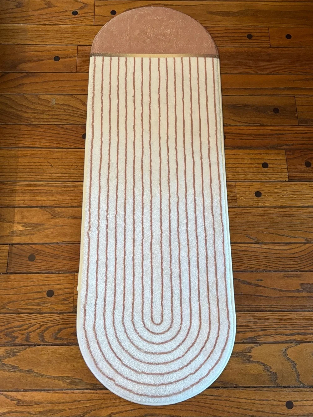 Williams Sonoma Blush and Cream Striped Bath Runner